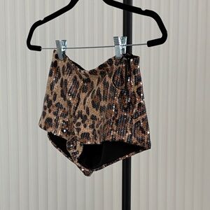 Edikted Sequin Animal Print Shorts